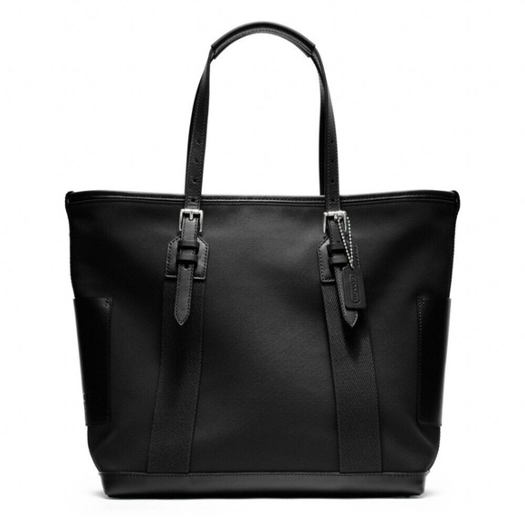 Coach Men Black Bleecker Canvas Leather City Tote 70963 Weekend Weekender Legacy - Picture 1 of 10